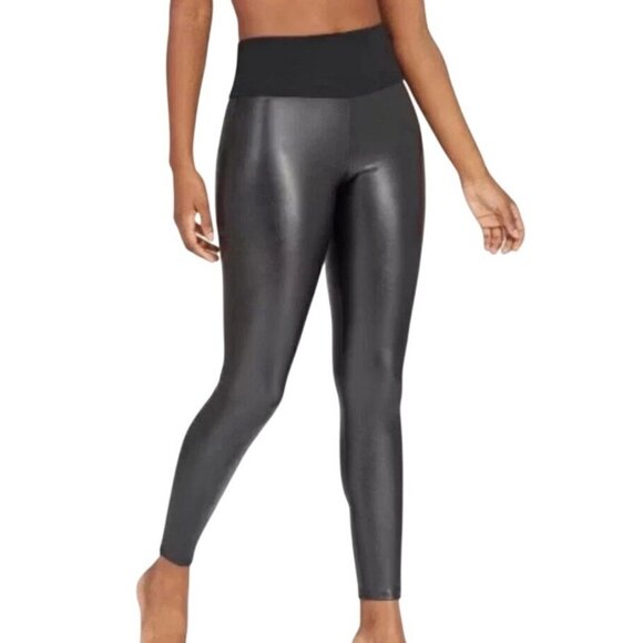 Assets By Spanx Pants - Assets by Spanx Black Faux Leather Ankle Leggings High Waist L